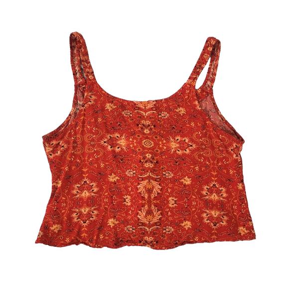 IDYLLWIND Paisley Print Button Up Cropped Tank Top Size L Red Western Boho Y2k - Picture 2 of 8